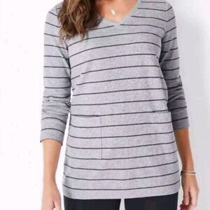 J. Jill gray striped knit top, size small NWT